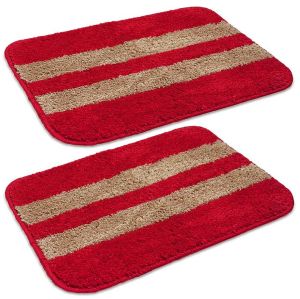 Affordable Red &AMP;AMP; Beige Colour Super Soft Microfiber Door Mat.