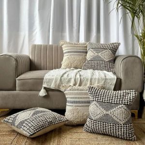 Boho Cushion Cover Handmade by Pit Loom Work (Set of 1) - Design0016