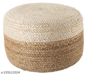 Cotton Braided Natural Jute Pouf Multi Pal Size