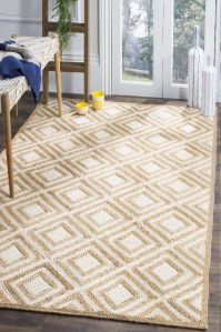 Braided Natural White Diamond Jute hand-woven Area Rug