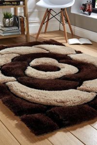 Brown &AMP;AMP; Beige Rose Modern Shaggy Rug.