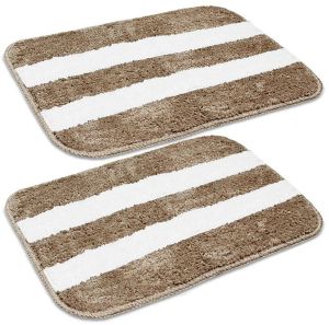 Flooring Collection-Affordable Mat for Floor Beige &AMP;AMP; White Super Soft Microfiber Door Mats