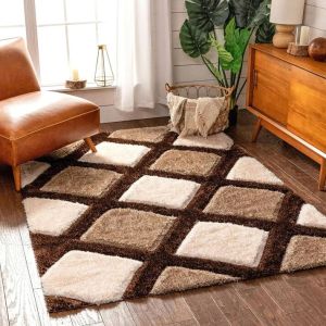 Coffee Beige Luxurious 3d Shaggy Rug Carpets