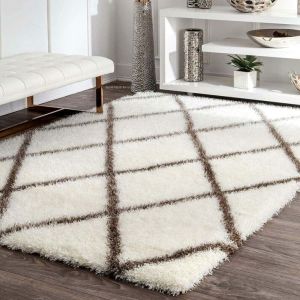 Micro Abstract Moroccan Design Cream Brown Carpet