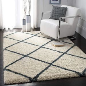 Premium Soft Micro Ivory and Grey Carpet Cross Design