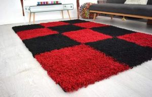 Red Black Color Design Super Soft Modern Hand Tufted Floor Rug