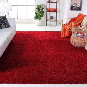 Red Plain Micro Fluffy Carpet