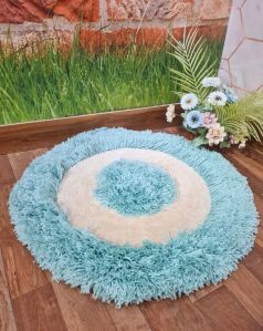 Multicolor White Blue Round Carpet