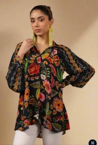 Viscouse Crepe Azzure Rukhsaar Women Printed Top L, XL, XXL, XXXL