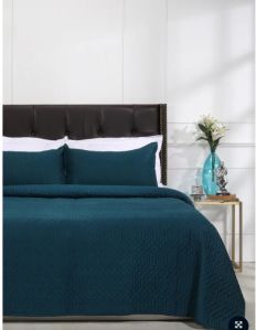 Emily Geometric Teal Quilted Cotton Bedcover