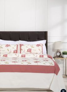 Floral Pink Embroidered Cotton Bedcover