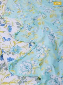Floral Sea Green Reversible Cotton Muslin Dohar Blanket for Home
