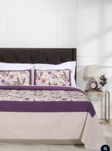 Italia 9 Purple Cotton Embroidered Bedcover