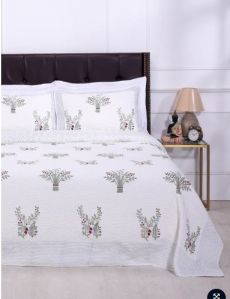 Parnika Hand Block Printed Purple Cotton Bedcover