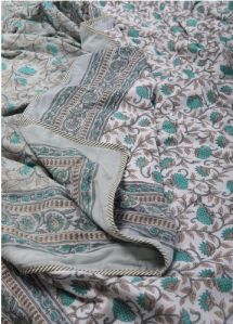 Vadeeya Turquoise Cotton Muslin Dohar Blanket