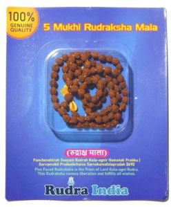 5 Mukhi Rudraksha Japa Mala, 7mm, Length : 17 to 18 Inches