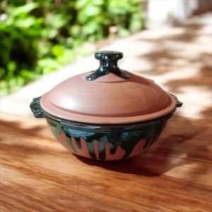 Handmade Clay Terracotta Glazed Rice Bowl 1500ml - Eco-Friendly, Unique