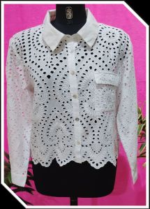 Ladies Cream Full Sleeve Cotton Shirt