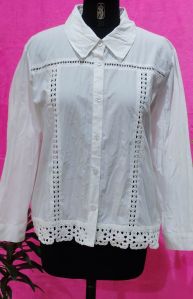 Ladies Full Sleeve Cotton White Shirt M, Xl, Xxl Casual