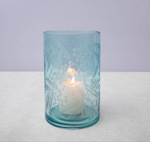 Green Glass Tea Light Candle Holder for Decoration