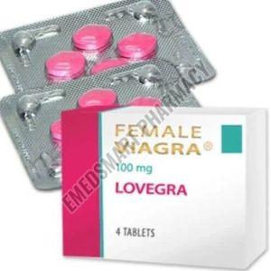 Lovegra 100mg Tablets, Pack Size : 4Tablets, Composition : Sildenafil