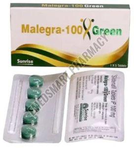 Malegra 100mg Green Tablet, Composition : Sildenafil, Packaging Type : Box