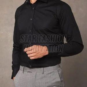 Mens Plain Black Cotton Formal Shirt Xl, Xxl, Speciality : Easy Washable Skin-friendly, Comfortable