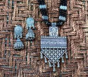 Oxidised Pendant Jhumka Set Party Wear Standard, Gender : Female