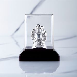 999 Silver Laughing Buddha Statue