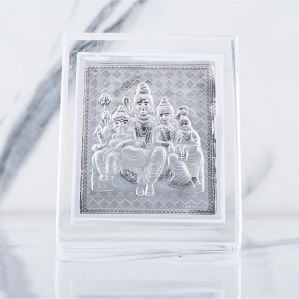 Plain Plastic 999 Silver Shiv Parivar Frame 4x6 Inch