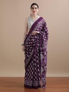 Block Printed Mulmul Cotton Sarees