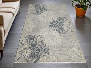 Antique Hand Tufted Area Rug - Ivory & Gray