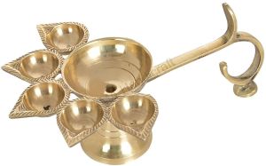 Polished Golden Brass Diya Stand Modern Multisize