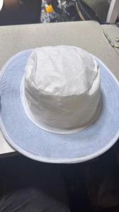 Plain Cotton White Cricket Hat, Shape : Round