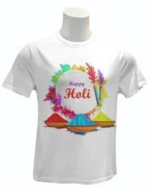 Round Lycra Holi Printed T Shirt M, XL, XXL