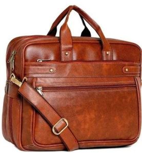 Plain Light Brown Office Leather Bag 18x15 Inch