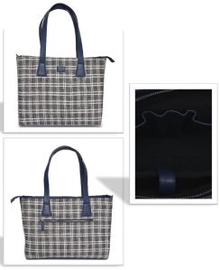 Jute Checkered Laptop Bag