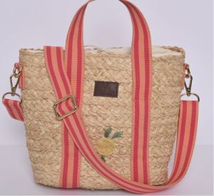 Printed Jute Office Handbag, Color : Pink, Brown Standard