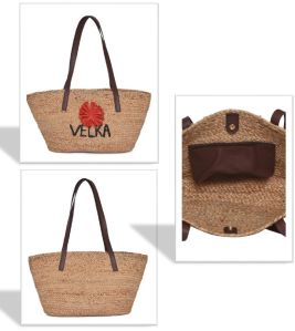 Printed Jute Tote Bag, Color : Brown 11 X 19 X 4 Inch