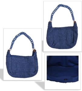 Plain Raffia Elegance Handbag, Color : Blue