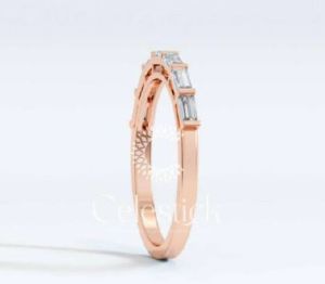 Rose Gold Celestick Facade Baguette Half Eternity Lab Grown Diamond Ring