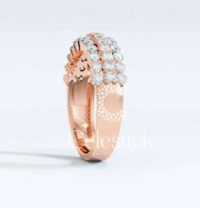 Rose Gold Pave Wide Half Eternity Lab Grown Diamond Ring