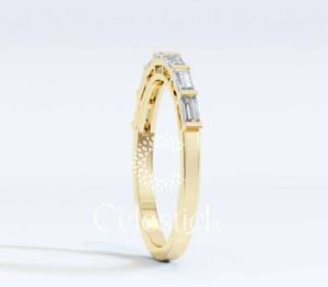 Yellow Gold Facade Baguette Half Eternity Lab Grown Diamond Ring