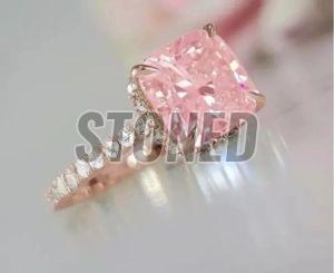 925 Sterling Silver and Cushion Moissanite 14K Rose Gold Engagement Ring