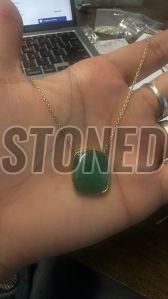 925 Sterling Silver Natural Jade Stone Pendant Gold Plated