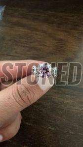 925 Sterling Silver Pink Moissanite Diamond Ring