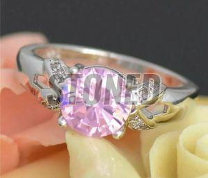 925 Sterling Silver Pink Moissanite Ring, Purity : 99.99%