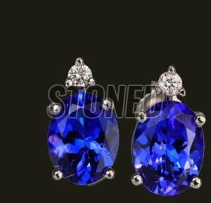 Ladies 925 Sterling Silver Tanzanite Ear Stud