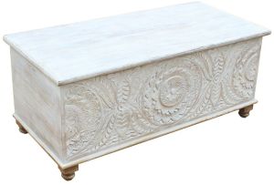 Plain Polished 116X40X45 Inch Antique Wooden Trunk, Color : White