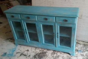 243X90X45 Inch Green Wooden Sideboard Cabinet